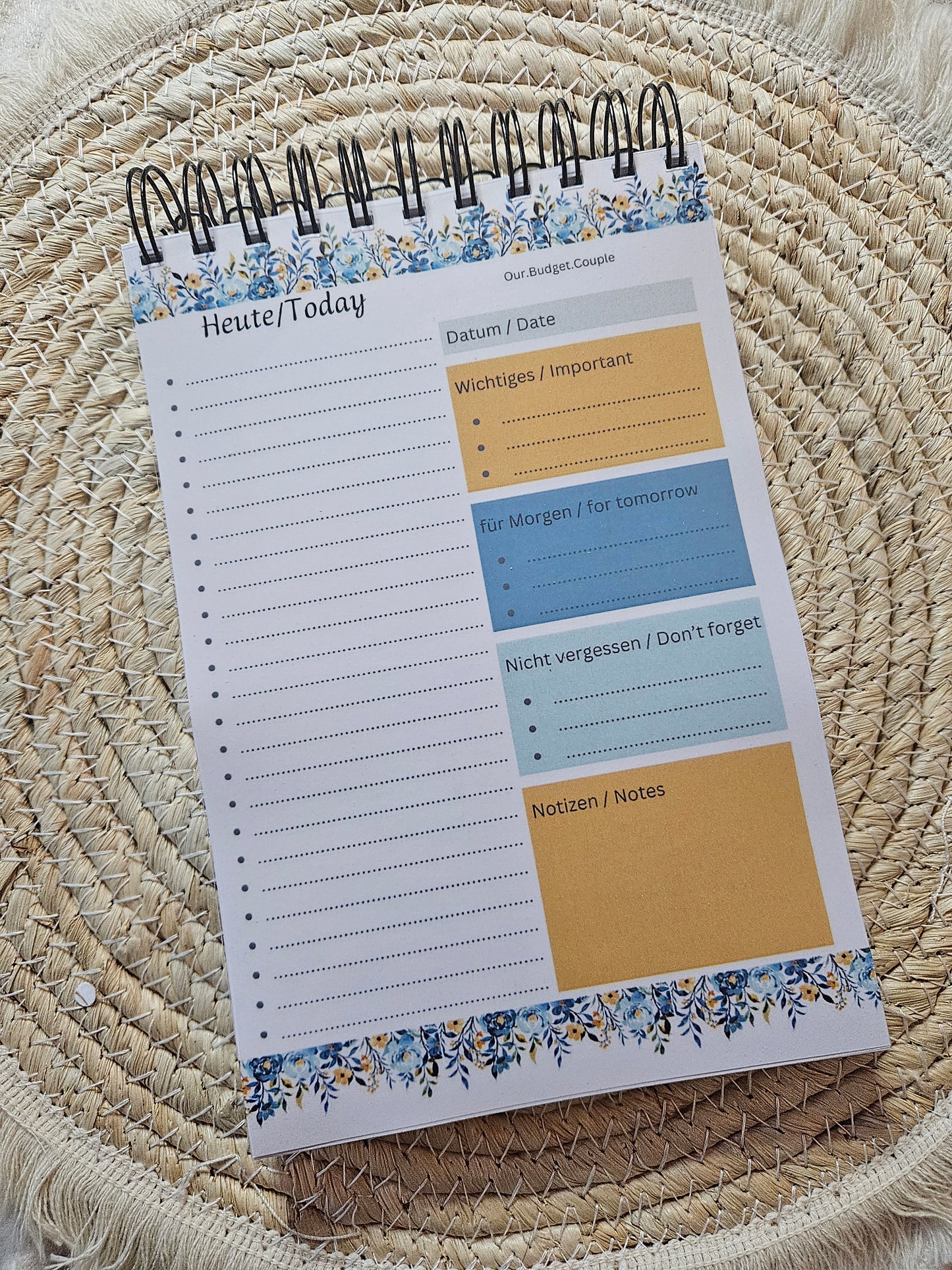 Tagesplaner Spiralblock Daily Planner Blumen Design