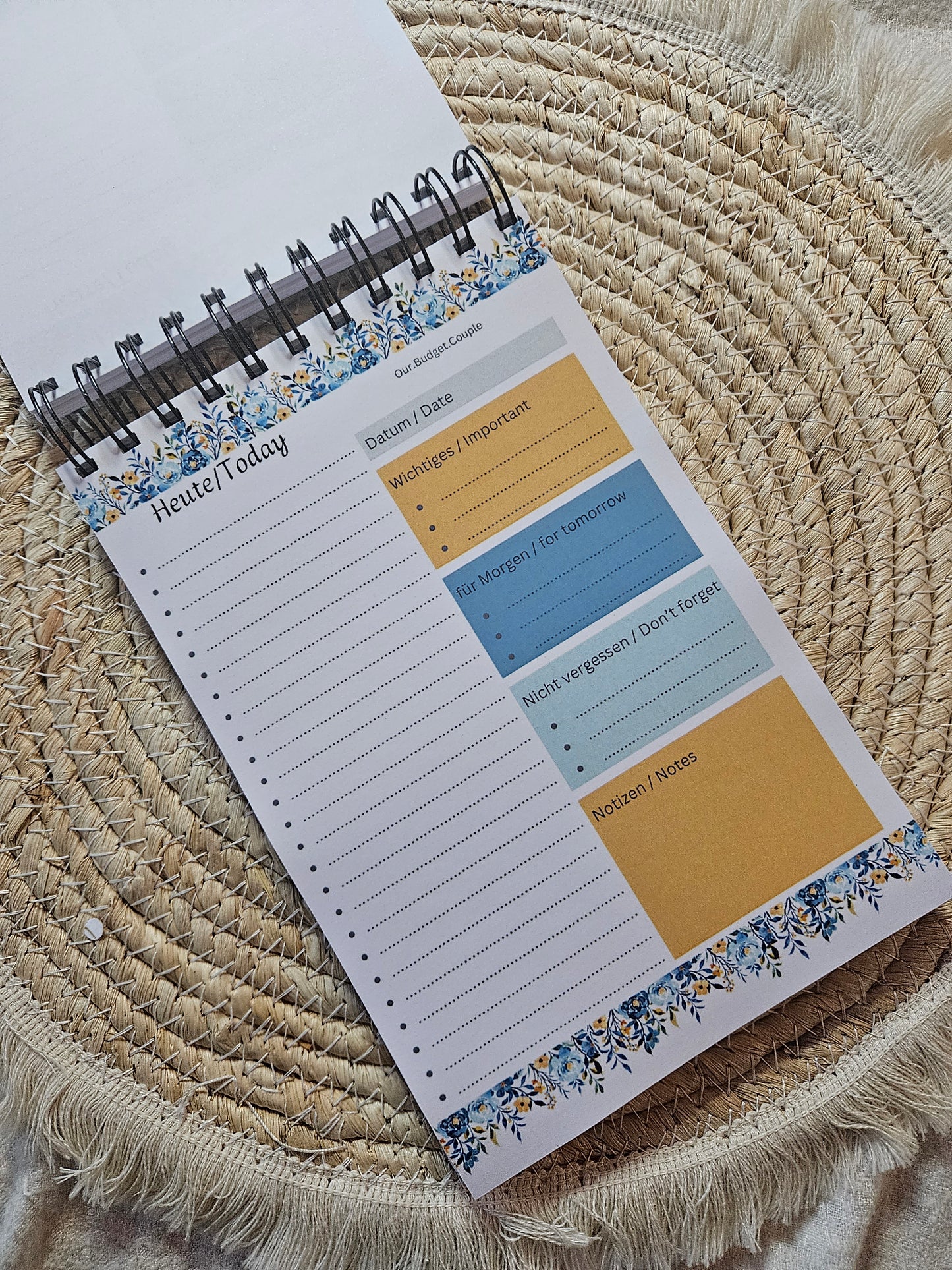 Tagesplaner Spiralblock Daily Planner Blumen Design