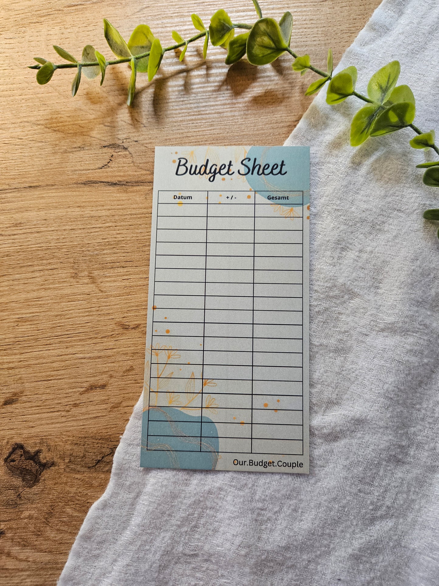 Budget Sheet Grün-Gold